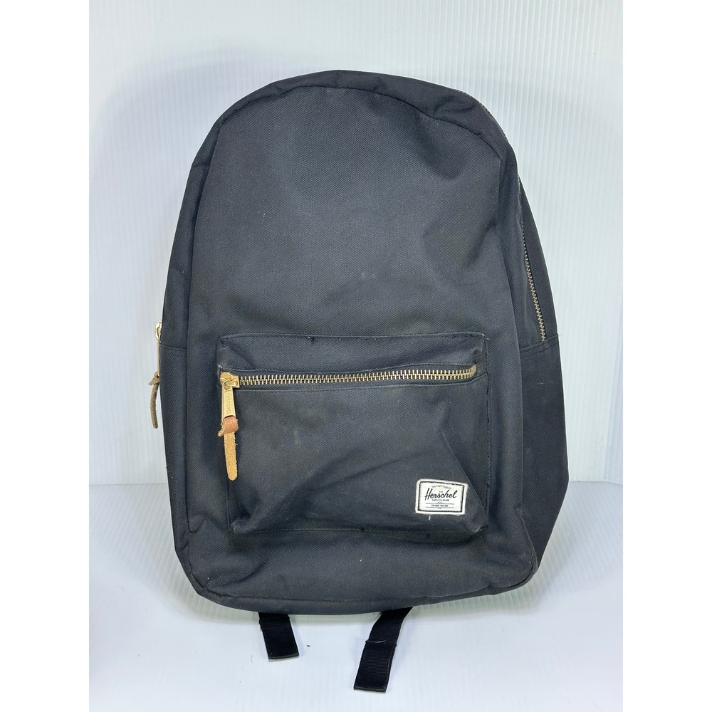 Herschel Supply Co Settlement Backpack Black Gold Zippers Laptop Sleeve Bag